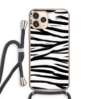 CaseCompany Zebra pattern: iPhone 11 Pro Transparant Hoesje met koord