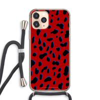 CaseCompany Red Leopard: iPhone 11 Pro Transparant Hoesje met koord