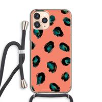 CaseCompany Pink Cheetah: iPhone 11 Pro Transparant Hoesje met koord