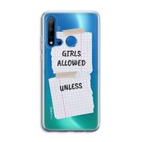CaseCompany No Girls Allowed Unless: Huawei P20 Lite (2019) Transparant Hoesje