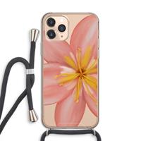 CaseCompany Pink Ellila Flower: iPhone 11 Pro Transparant Hoesje met koord