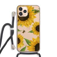 CaseCompany Sunflower and bees: iPhone 11 Pro Transparant Hoesje met koord