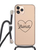 CaseCompany Friends heart black: iPhone 11 Pro Transparant Hoesje met koord