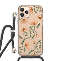 CaseCompany Peachy flowers: iPhone 11 Pro Transparant Hoesje met koord