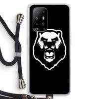 CaseCompany Angry Bear (black): Oppo A95 5G Transparant Hoesje met koord