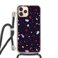 CaseCompany Dark Rounded Terrazzo: iPhone 11 Pro Transparant Hoesje met koord