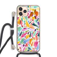 CaseCompany Watercolor Brushstrokes: iPhone 11 Pro Transparant Hoesje met koord