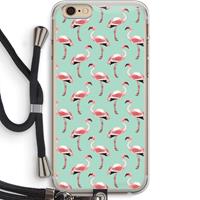 CaseCompany Flamingoprint groen: iPhone 6 PLUS / 6S PLUS Transparant Hoesje met koord
