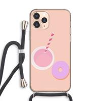 CaseCompany Donut: iPhone 11 Pro Transparant Hoesje met koord