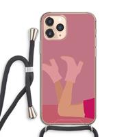 CaseCompany Pink boots: iPhone 11 Pro Transparant Hoesje met koord