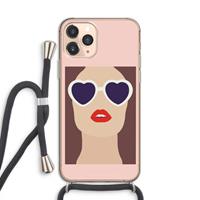 CaseCompany Red lips: iPhone 11 Pro Transparant Hoesje met koord