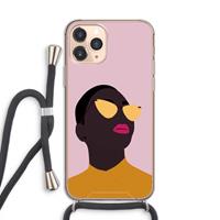 CaseCompany Yellow glasses: iPhone 11 Pro Transparant Hoesje met koord