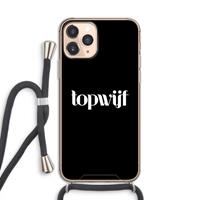 CaseCompany Topwijf Zwart: iPhone 11 Pro Transparant Hoesje met koord