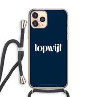 CaseCompany Topwijf Navy: iPhone 11 Pro Transparant Hoesje met koord