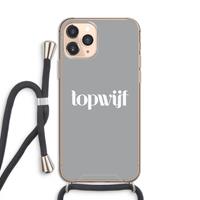 CaseCompany Topwijf Grijs Wit: iPhone 11 Pro Transparant Hoesje met koord