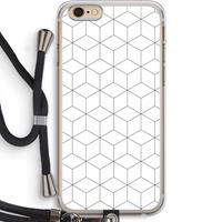 CaseCompany Zwart-witte kubussen: iPhone 6 PLUS / 6S PLUS Transparant Hoesje met koord