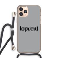 CaseCompany Topvent Grijs Zwart: iPhone 11 Pro Transparant Hoesje met koord