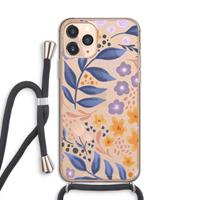 CaseCompany Flowers with blue leaves: iPhone 11 Pro Transparant Hoesje met koord