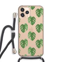 CaseCompany Monstera leaves: iPhone 11 Pro Transparant Hoesje met koord