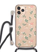 CaseCompany Small white flowers: iPhone 11 Pro Transparant Hoesje met koord