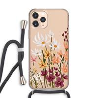 CaseCompany Painted wildflowers: iPhone 11 Pro Transparant Hoesje met koord