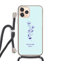 CaseCompany Bloom with grace: iPhone 11 Pro Transparant Hoesje met koord