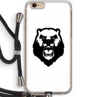 CaseCompany Angry Bear (white): iPhone 6 PLUS / 6S PLUS Transparant Hoesje met koord