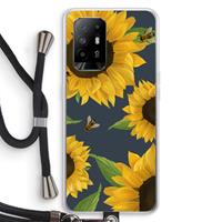 CaseCompany Sunflower and bees: Oppo A95 5G Transparant Hoesje met koord