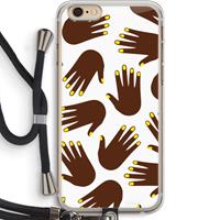 CaseCompany Hands dark: iPhone 6 PLUS / 6S PLUS Transparant Hoesje met koord