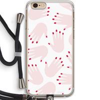 CaseCompany Hands pink: iPhone 6 PLUS / 6S PLUS Transparant Hoesje met koord