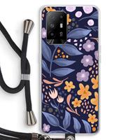 CaseCompany Flowers with blue leaves: Oppo A95 5G Transparant Hoesje met koord