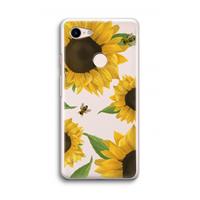 CaseCompany Sunflower and bees: Google Pixel 3 Transparant Hoesje