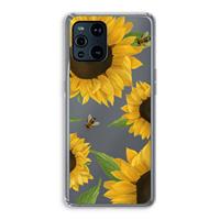 CaseCompany Sunflower and bees: Oppo Find X3 Pro Transparant Hoesje