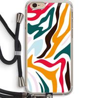 CaseCompany Colored Zebra: iPhone 6 PLUS / 6S PLUS Transparant Hoesje met koord