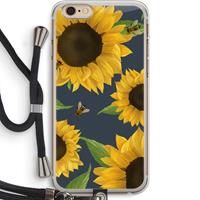 CaseCompany Sunflower and bees: iPhone 6 PLUS / 6S PLUS Transparant Hoesje met koord