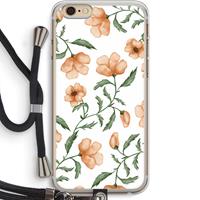 CaseCompany Peachy flowers: iPhone 6 PLUS / 6S PLUS Transparant Hoesje met koord