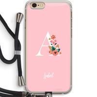 CaseCompany Pink Bouquet: iPhone 6 PLUS / 6S PLUS Transparant Hoesje met koord