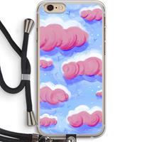 CaseCompany Roze wolken met vogels: iPhone 6 PLUS / 6S PLUS Transparant Hoesje met koord