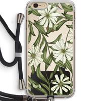 CaseCompany Wit bloemenpatroon: iPhone 6 PLUS / 6S PLUS Transparant Hoesje met koord