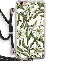CaseCompany Wit bloemenpatroon: iPhone 6 PLUS / 6S PLUS Transparant Hoesje met koord
