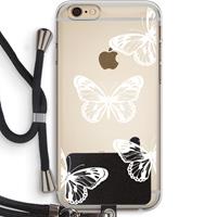 CaseCompany White butterfly: iPhone 6 PLUS / 6S PLUS Transparant Hoesje met koord