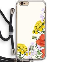 CaseCompany Wilde bloemen: iPhone 6 PLUS / 6S PLUS Transparant Hoesje met koord