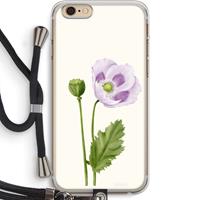 CaseCompany Purple poppy: iPhone 6 PLUS / 6S PLUS Transparant Hoesje met koord