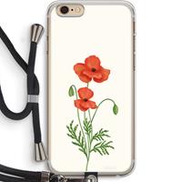 CaseCompany Red poppy: iPhone 6 PLUS / 6S PLUS Transparant Hoesje met koord