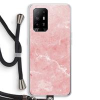 CaseCompany Roze marmer: Oppo A95 5G Transparant Hoesje met koord