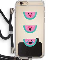 CaseCompany Smiley watermeloen: iPhone 6 PLUS / 6S PLUS Transparant Hoesje met koord