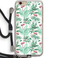 CaseCompany Flamingo bladeren: iPhone 6 PLUS / 6S PLUS Transparant Hoesje met koord