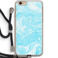 CaseCompany Waterverf blauw: iPhone 6 PLUS / 6S PLUS Transparant Hoesje met koord