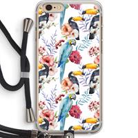 CaseCompany Bloemen tukan: iPhone 6 PLUS / 6S PLUS Transparant Hoesje met koord