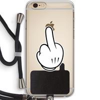 CaseCompany Middle finger black: iPhone 6 PLUS / 6S PLUS Transparant Hoesje met koord